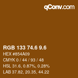カラーコード: RGB 133 74.6 9.6 | qconv.com