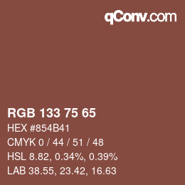 Farbcode: RGB 133 75 65 | qconv.com