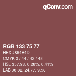 カラーコード: RGB 133 75 77 | qconv.com