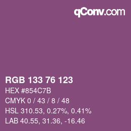 カラーコード: RGB 133 76 123 | qconv.com
