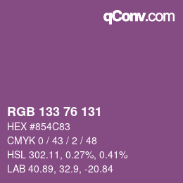 Farbcode: RGB 133 76 131 | qconv.com