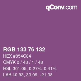 Color code: RGB 133 76 132 | qconv.com