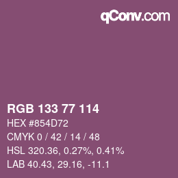 颜色代码: RGB 133 77 114 | qconv.com