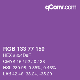 Color code: RGB 133 77 159 | qconv.com