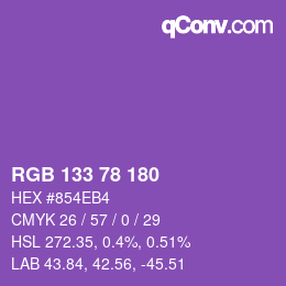 Color code: RGB 133 78 180 | qconv.com