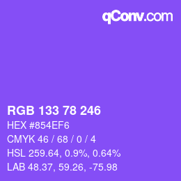 Color code: RGB 133 78 246 | qconv.com