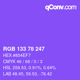 颜色代码: RGB 133 78 247 | qconv.com