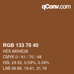カラーコード: RGB 133 78 40 | qconv.com