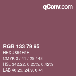 颜色代码: RGB 133 79 95 | qconv.com