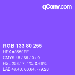 Color code: RGB 133 80 255 | qconv.com