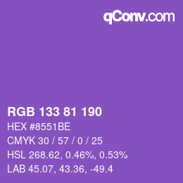 カラーコード: RGB 133 81 190 | qconv.com
