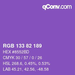 Color code: RGB 133 82 189 | qconv.com