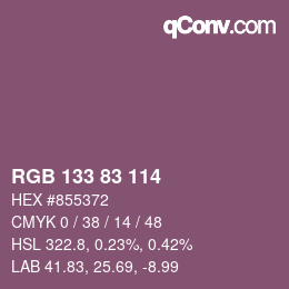 カラーコード: RGB 133 83 114 | qconv.com