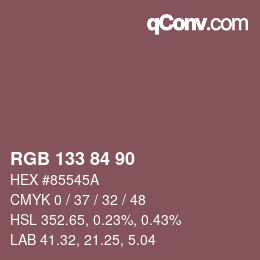 Color code: RGB 133 84 90 | qconv.com