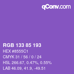 Color code: RGB 133 85 193 | qconv.com