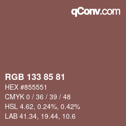 Farbcode: RGB 133 85 81 | qconv.com