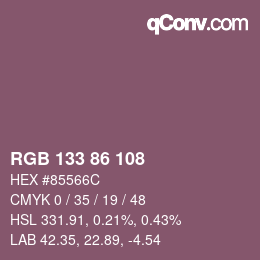 カラーコード: RGB 133 86 108 | qconv.com
