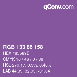颜色代码: RGB 133 86 158 | qconv.com