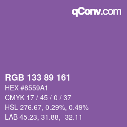 颜色代码: RGB 133 89 161 | qconv.com