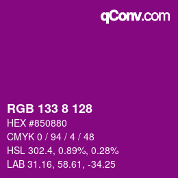 Color code: RGB 133 8 128 | qconv.com