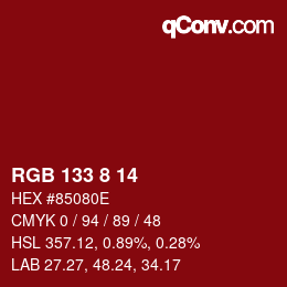 Color code: RGB 133 8 14 | qconv.com