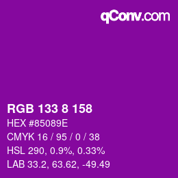 颜色代码: RGB 133 8 158 | qconv.com