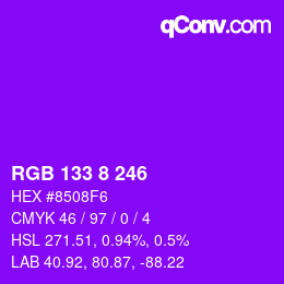 Color code: RGB 133 8 246 | qconv.com
