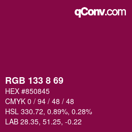 カラーコード: RGB 133 8 69 | qconv.com