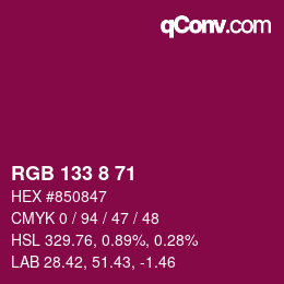 Color code: RGB 133 8 71 | qconv.com