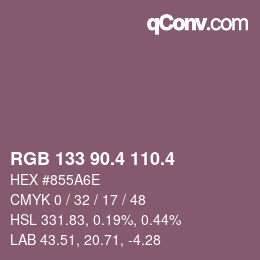 カラーコード: RGB 133 90.4 110.4 | qconv.com
