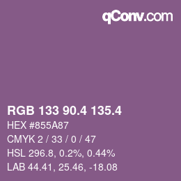 カラーコード: RGB 133 90.4 135.4 | qconv.com