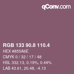 カラーコード: RGB 133 90.8 110.4 | qconv.com