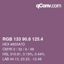 カラーコード: RGB 133 90.8 125.4 | qconv.com