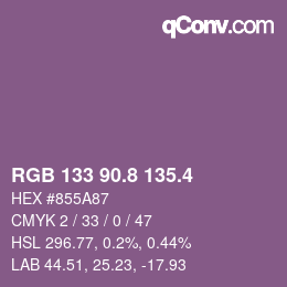 カラーコード: RGB 133 90.8 135.4 | qconv.com
