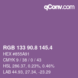 カラーコード: RGB 133 90.8 145.4 | qconv.com