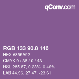 カラーコード: RGB 133 90.8 146 | qconv.com