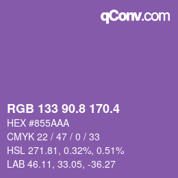 カラーコード: RGB 133 90.8 170.4 | qconv.com