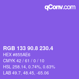 カラーコード: RGB 133 90.8 230.4 | qconv.com