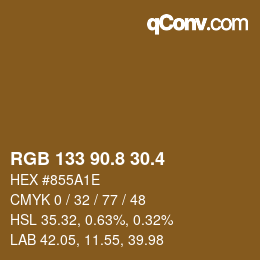 カラーコード: RGB 133 90.8 30.4 | qconv.com