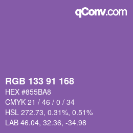 Color code: RGB 133 91 168 | qconv.com