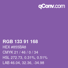 Color code: RGB 133 91 168 | qconv.com