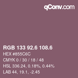 カラーコード: RGB 133 92.6 108.6 | qconv.com