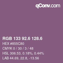 カラーコード: RGB 133 92.6 128.6 | qconv.com