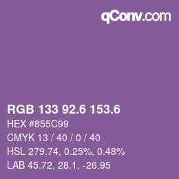 カラーコード: RGB 133 92.6 153.6 | qconv.com