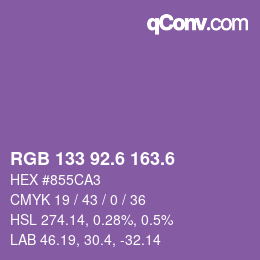 カラーコード: RGB 133 92.6 163.6 | qconv.com