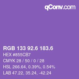 カラーコード: RGB 133 92.6 183.6 | qconv.com