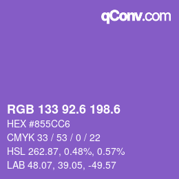 カラーコード: RGB 133 92.6 198.6 | qconv.com