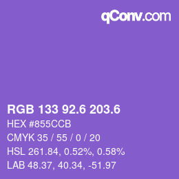 カラーコード: RGB 133 92.6 203.6 | qconv.com