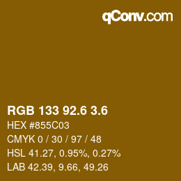 カラーコード: RGB 133 92.6 3.6 | qconv.com