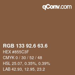 カラーコード: RGB 133 92.6 63.6 | qconv.com
